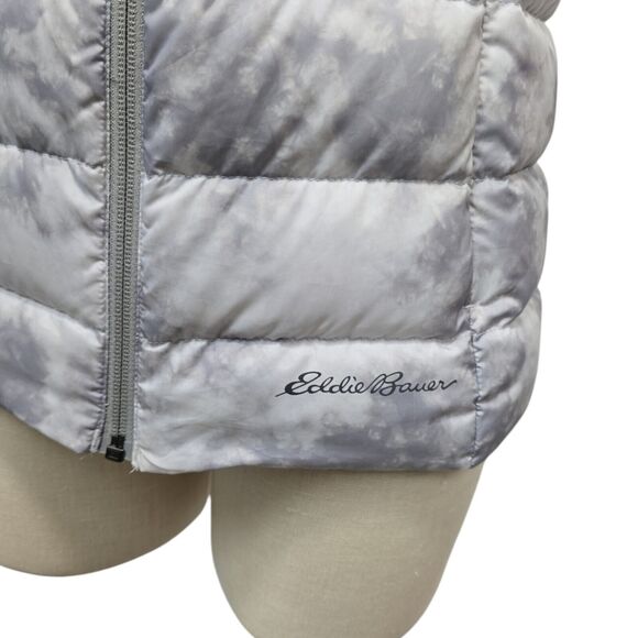 Eddie Bauer Down Puffer Vest Womens Size XS EB650 Gray Tie Dye Full Zip Winter - Picture 8 of 11